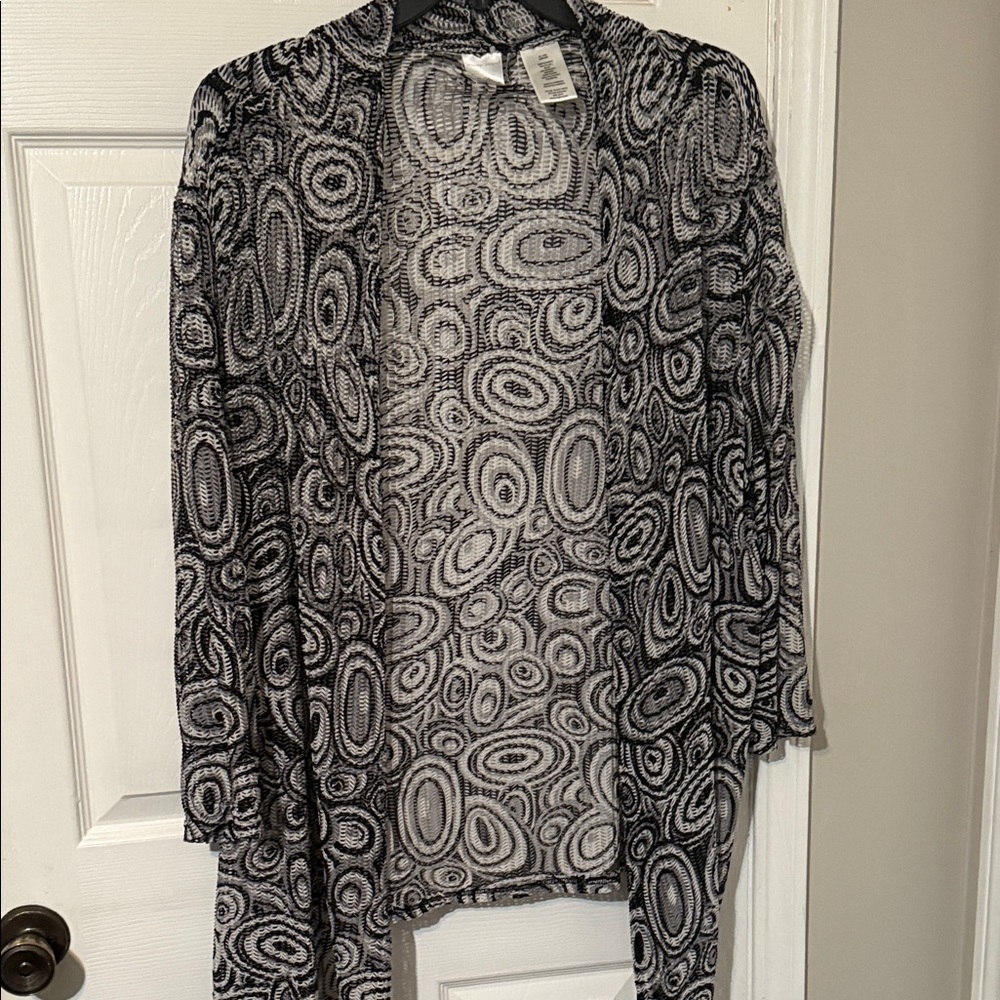 Just My Size Black and White Patterned Cardigan